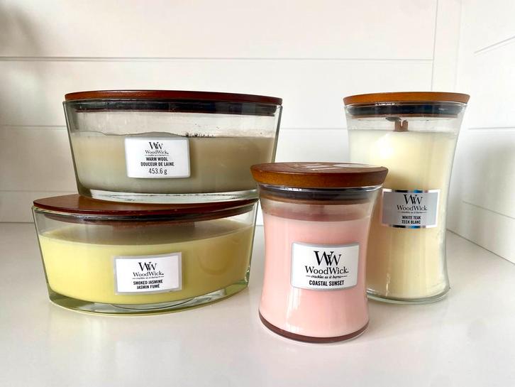 Diverse WoodWick Kaarsen, Huis en Inrichting, Woonaccessoires | Kandelaars en Kaarsen, Zo goed als nieuw, Kaars, Minder dan 25 cm