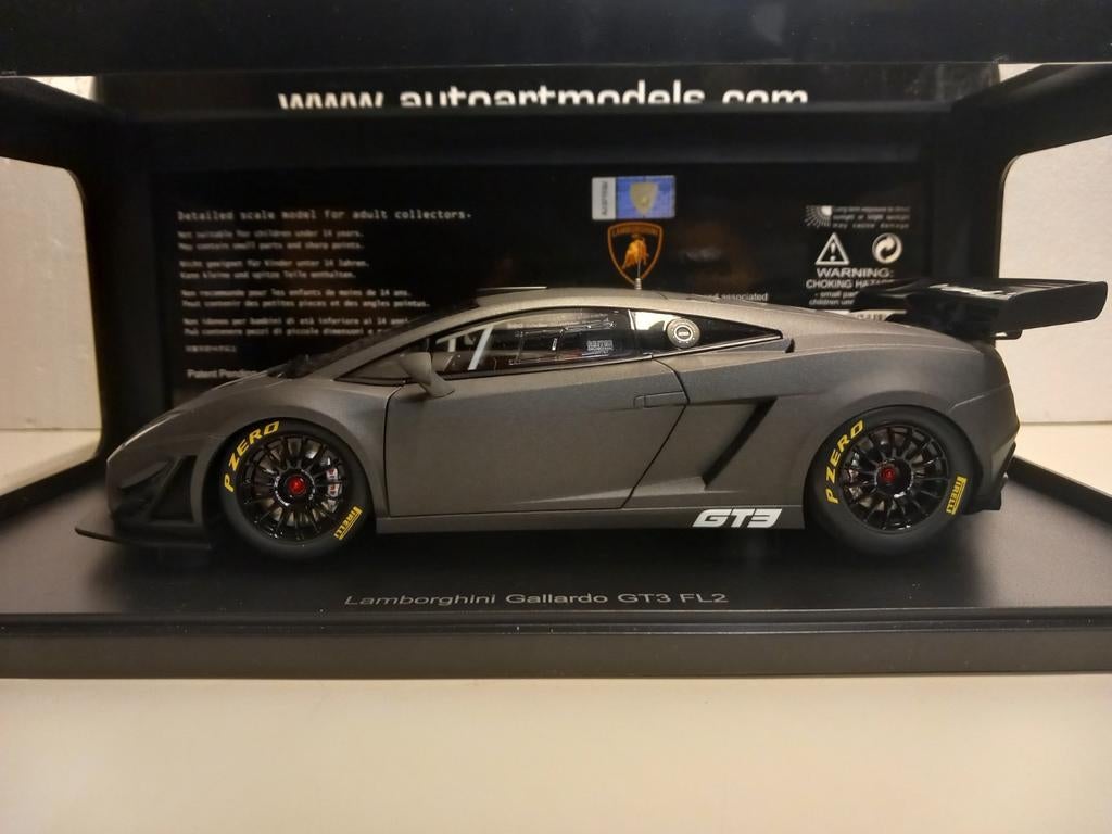 Lamborghini Gallardo GT3 FL2 mat dark grey Autoart 1:18 KRD, Ophalen of Verzenden, Zo goed als nieuw, Auto, Autoart
