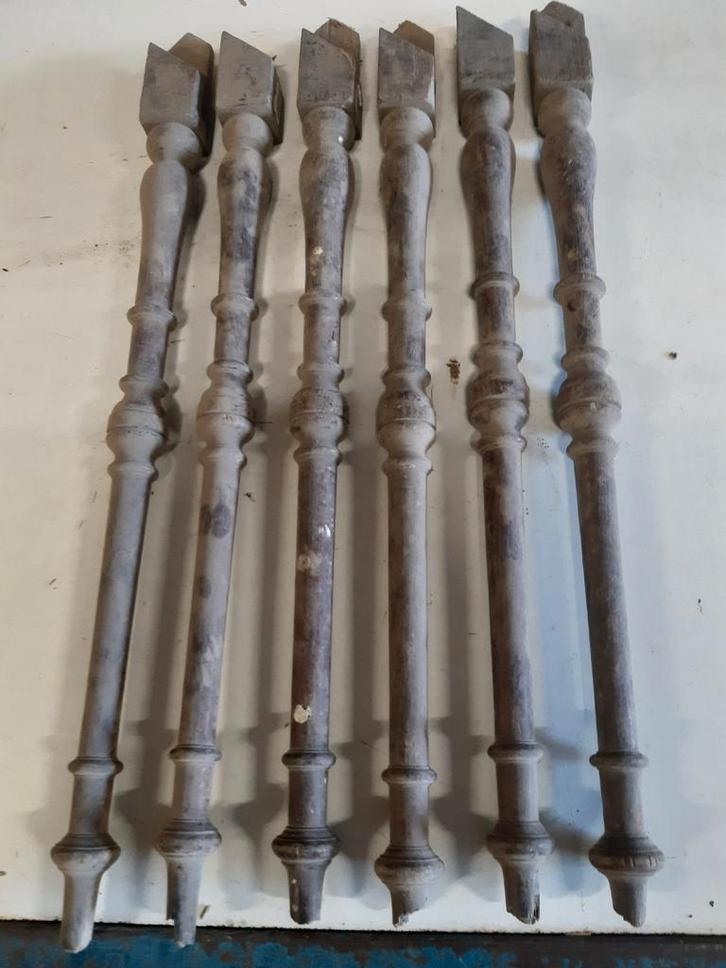6 antieke eikenhouten trapbalusters, Doe-het-zelf en Verbouw, Ladders en Trappen, Gebruikt, Minder dan 2 meter, Ophalen of Verzenden