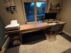 Stoer Steigerhouten buro, Huis en Inrichting, Bureaus, Ophalen, Gebruikt