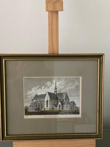 Antieke ingekleurde prent. Gheel. Eglise de Sainte Dymphe. beschikbaar voor biedingen