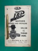 JAP Motorcycles 550/500cc Engines Partlist 1923 UK (Org.), Motoren, Overige merken