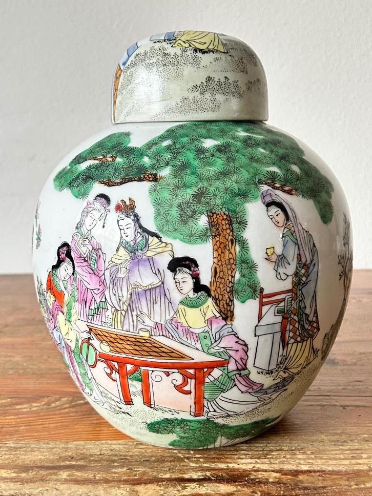 Grote Gemberpot / dekselvaas - porselein - China, Antiek en Kunst, Antiek | Porselein, Ophalen of Verzenden