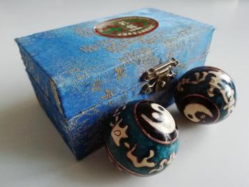 Meridiaan Kogels - Chinese Ballen - Blauwe Yin Yang kogels