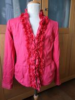 Zuurstok roze blazer jasje met roesjes. Mt L, Kleding | Dames, Carnavalskleding en Feestkleding, Maat 38/40 (M), Carnaval, Ophalen of Verzenden