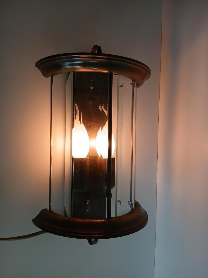 Wandlamp – Amsterdamse School – Vintage, Huis en Inrichting, Lampen | Wandlampen, Gebruikt, Glas, Metaal, Ophalen of Verzenden