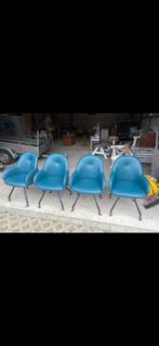Eetkamerstoelen, Ophalen, Gebruikt, Blauw, Leer