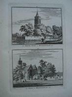 413-414 / Monnikendam Kerk en Nieuwe poort Kopergravure, Antiek en Kunst, Ophalen of Verzenden