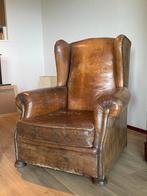 Vintage Leren Oorfauteuil Chesterfield Stijl, Huis en Inrichting, Gebruikt, Klassiek, Ophalen of Verzenden, 75 tot 100 cm