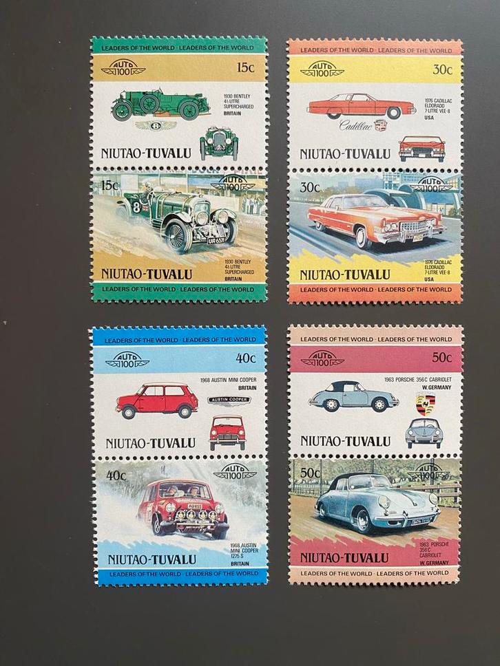 16 postzegels Niutao en Nukufetau -Tuvalu Auto's -, Postzegels en Munten, Postzegels | Thematische zegels, Postfris, Auto's, Ophalen of Verzenden