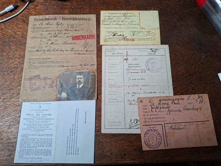 Ausweis Belgische klerk kinderrechtbank wo1 ww1, Verzamelen, Militaria | Algemeen, Landmacht, Ophalen of Verzenden