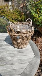 Twee rieten bloempotten / manden brocante stijl, Ophalen, Gebruikt, Minder dan 30 cm, Minder dan 60 cm