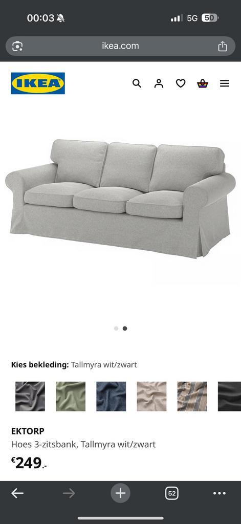 EKTORP Hoes 3-zitsbank, Tallmyra wit/zwart, Huis en Inrichting, Stoffering | Behang, Zwart, 75 m² of meer, Ophalen of Verzenden