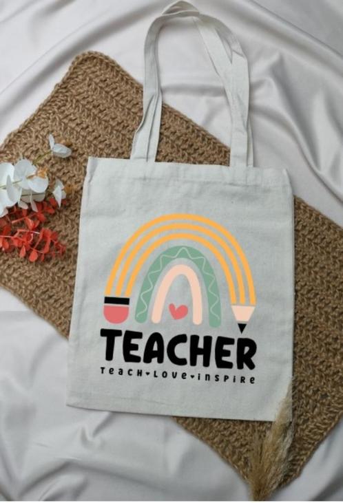 canvastas voor de juf, Sieraden, Tassen en Uiterlijk, Tassen | Damestassen, Nieuw, Shopper, Wit, Ophalen of Verzenden