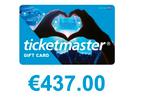 Ticketmaster giftcard van 437 euro., Tickets en Kaartjes, Eén persoon, Cadeaubon, Overige typen