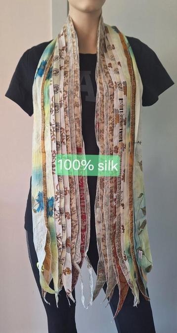 Silk Route nieuwe uniseks multicolor zijden sjaal, 175x25 cm beschikbaar voor biedingen
