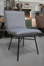 Luxe eetkamerstoelen Sanne Jess draaibaar stof lichtblauw, Ophalen, Blauw, Zo goed als nieuw, Metaal