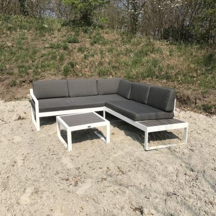 witte hoekloungeset - 192x219cm - 3-delig - nieuw in doos, Tuin en Terras, Tuinsets en Loungesets, Nieuw, Loungeset, Aluminium