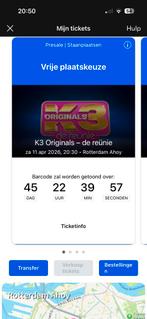 K3 reunie kaartjes 2 stuks, Twee personen, Ticket of Toegangskaart
