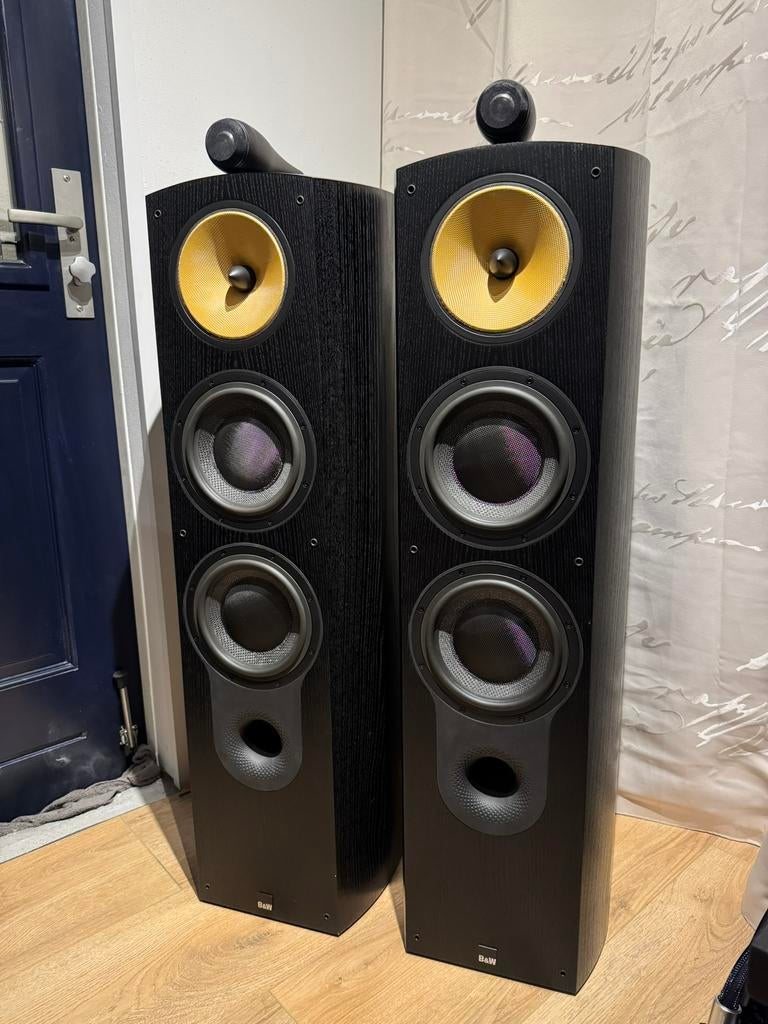 Mooie B&W 803S Signature luidsprekers - Black Ash, Audio, Tv en Foto, Luidsprekers, Gebruikt, Front, Rear of Stereo speakers, 120 watt of meer