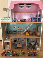 Poppenhuis met veel meubels en poppetjes, zie foto’s, Kinderen en Baby's, Ophalen, Zo goed als nieuw, Poppenhuis