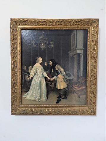 Schilderij met goudkleurige lijst – naar Gerard ter Borch beschikbaar voor biedingen