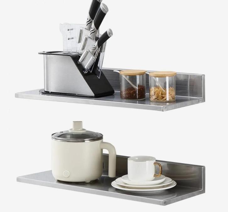 RVS zwevende keukenplank 610 x 218 x 85 mm, Huis en Inrichting, Woonaccessoires | Wandplanken en Boekenplanken, Nieuw, Ophalen