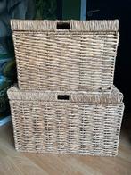 2 grote rieten manden, Huis en Inrichting, Ophalen, Zo goed als nieuw, Rechthoekig, Riet