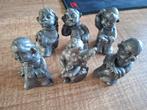 6 zware tin beeldjes monnik engel, Verzamelen, Ophalen of Verzenden