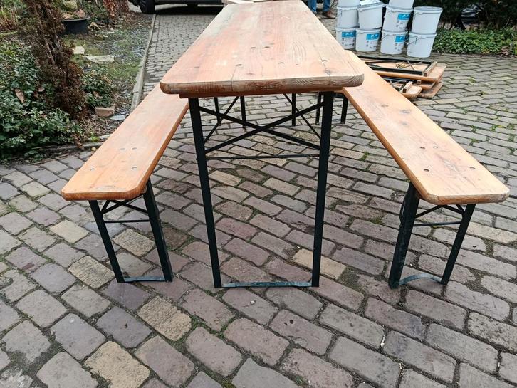 3 Sets Biertafels (3 tafels, 6 bankjes) - Inklapbaar, Tuin en Terras, Picknicktafels, Rechthoekig, Hout, Inklapbaar, Ophalen