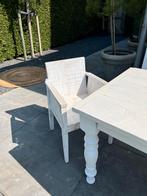 Witte houten eettafel - zgan, Ophalen, 50 tot 100 cm, Zo goed als nieuw, Vijf personen of meer