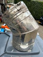 RVS dubbelwandig 45 graden rookkanaal, Ophalen of Verzenden, Gebruikt, Hout, Houtkachel