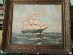 Schilderij: Zeilschip op de golven, Antiek en Kunst, Kunst | Schilderijen | Klassiek, Ophalen of Verzenden