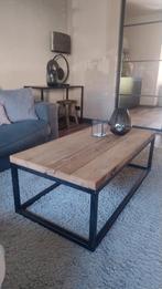 Salontafel eiken met stalen frame, Huis en Inrichting, Tafels | Salontafels, Ophalen, 100 tot 150 cm, 50 tot 100 cm, Zo goed als nieuw
