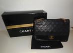 CHANEL zwarte vintage double flap bag + doos, certificate, Sieraden, Tassen en Uiterlijk, Tassen | Damestassen, Ophalen of Verzenden