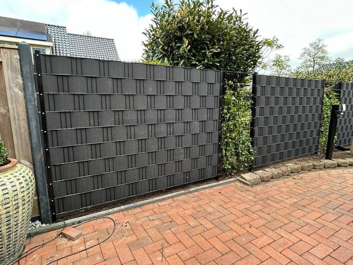 Dubbelstaafmat hekwerk met vlechtband vulling, Tuin en Terras, Tuinhekken en Hekwerk, Nieuw, Dubbelstaafmat hekwerk, IJzer, Ophalen