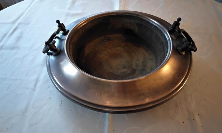 Vintage,  grote koperen schaal met handvaten., Antiek en Kunst, Antiek | Koper en Brons, Ophalen of Verzenden