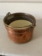 Koperen Emmertje met Hengsel - Vintage Decoratie, Overige materialen, Gebruikt, Mand, Rond