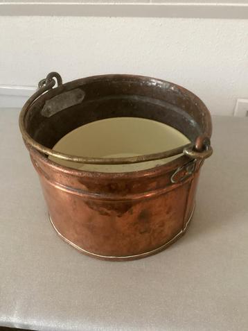 Koperen Emmertje met Hengsel - Vintage Decoratie beschikbaar voor biedingen