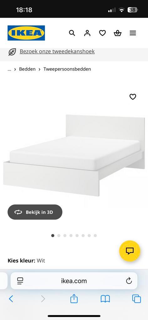 Wit bed Ikea 180x200 + 2 laden (zonder matras), Huis en Inrichting, Slaapkamer | Bedden, Gebruikt, Tweepersoons, 180 cm, 200 cm
