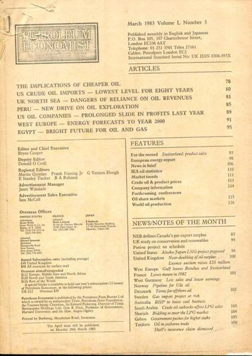 PETROLEUM ECONOMIST 1983 MARCH. beschikbaar voor biedingen