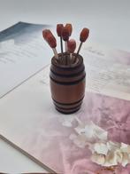 Vintage Cocktailvorkjes in Houten Tonnetje, Antiek en Kunst, Ophalen of Verzenden