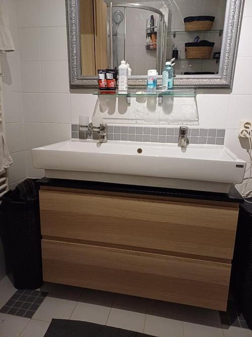 Godmorgon wastafelmeubel + hoge Kast, PUUR wastafel, Huis en Inrichting, Badkamer | Badkamermeubels, Gebruikt, Wasbak of Wastafel