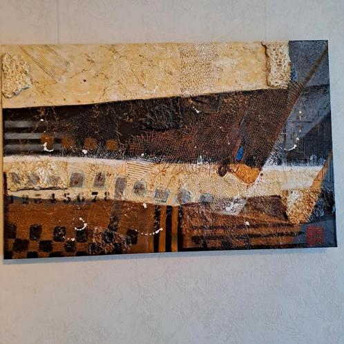 2 ruimtelijke materie schilderijen van Dinie Nomden, kunsten, Antiek en Kunst, Kunst | Schilderijen | Abstract, Ophalen