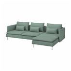 SÖDERHAMN 4-zitsbank met chaise longue, lichtgroen, Ophalen, Gebruikt, Vierpersoons of meer