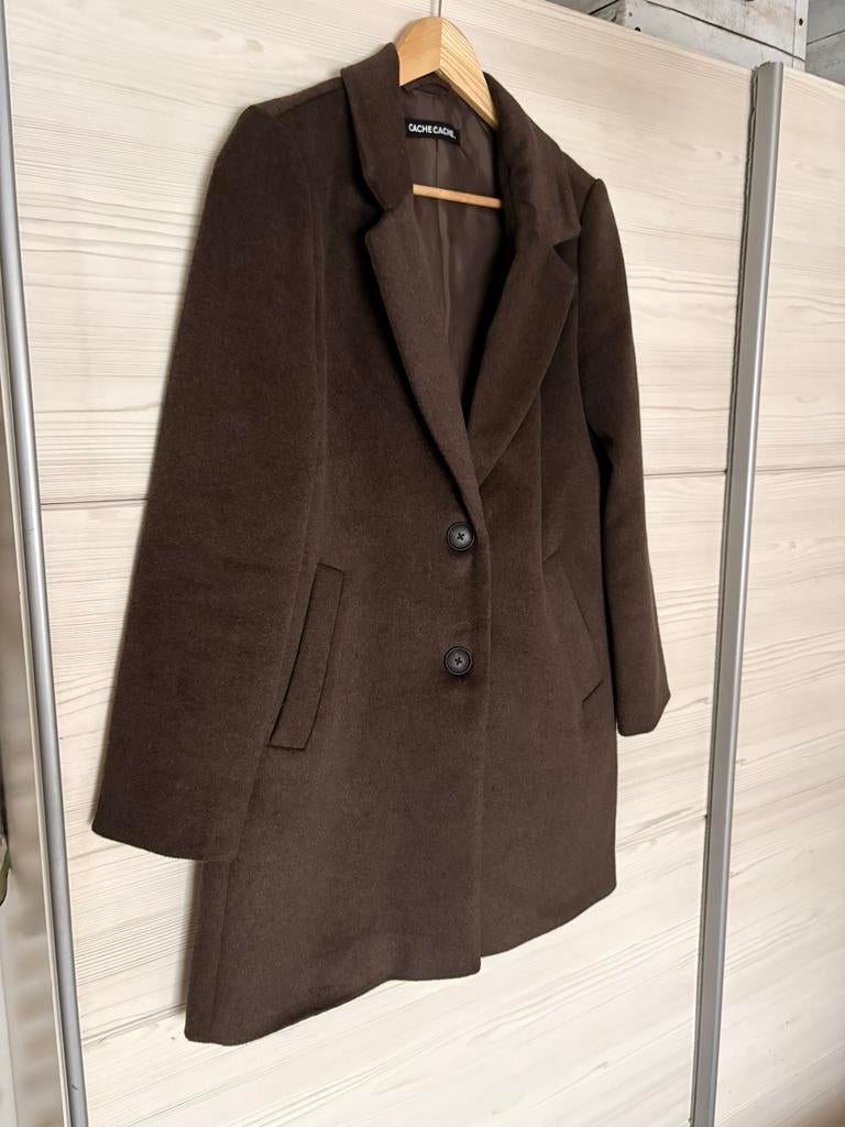 Cache Cache Bruine lange jas, Kleding | Dames, Ophalen of Verzenden, Zo goed als nieuw, Maat 36 (S), Bruin