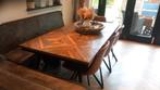 Houten Eettafel met Uniek Patroon, Huis en Inrichting, Tafels | Eettafels, Ophalen, Gebruikt, 50 tot 100 cm, Vijf personen of meer
