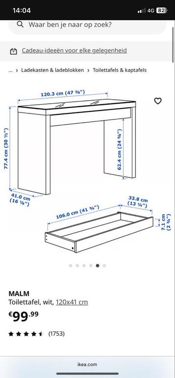 Ikea Malm Kaptafel - Gebruikt - afbeelding 3
