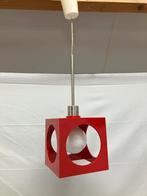 Vintage kubus rode kunststof hanglamp jaren 60/70, Ophalen of Verzenden, Gebruikt, Kunststof, Minder dan 50 cm