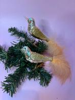 Set 2 gouden glazen vogeltjes op clip 3, Diversen, Kerst, Ophalen of Verzenden